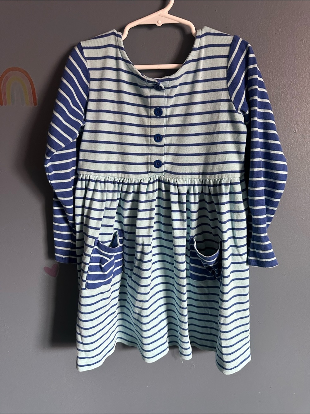 Hanna Andersson Light Blue and Navy Striped Knit Dress